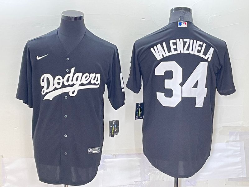 Men Los Angeles Dodgers #34 Valenzuela Black Inversion Nike 2022 MLB Jerseys->los angeles dodgers->MLB Jersey